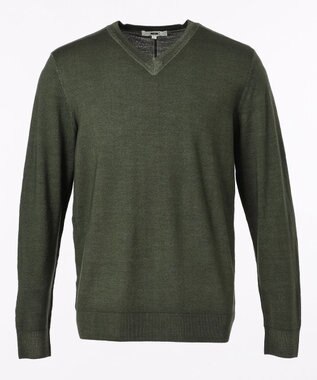 JOSEPH ABBOUD ビンテージガーメントダイ　Vネックニット カーキ系