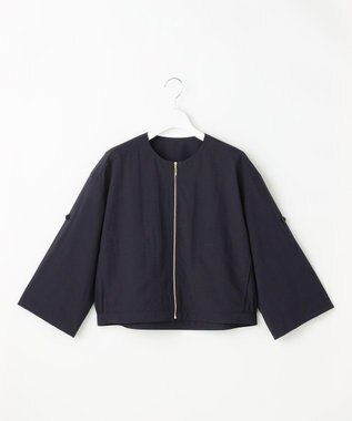 自由区 ファンクショナルブロード ノーカラーブルゾン ネイビー