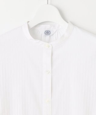 J.PRESS LADIES S 【洗える】ドビーストレッチ バンドカラー ブラウス ホワイト系