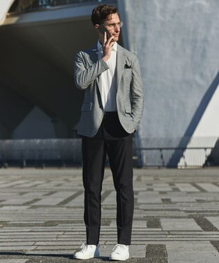 GOTAIRIKU ３年連続売上NO1【吸水速乾/洗える/ストレッチ】ノルマンディーリネン カーディガンジャケット(25/26年モデル) ライトグレー×ヘリンボーン柄(26年新色)