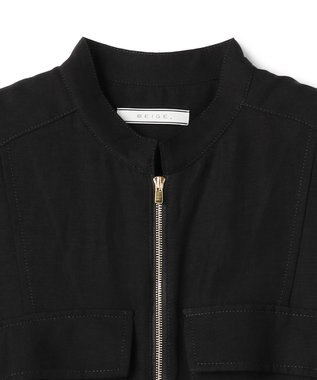 BEIGE， BERNARD / リネン混 フロントジップ スタンドカラードレス Black