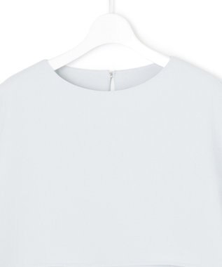 23区 L 【吸水速乾/UVカット/接触冷感】ストレッチジョーゼット  ケープデザイン カットソー スカイブルー系