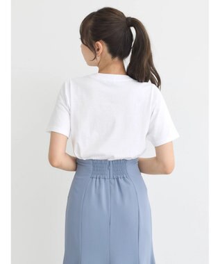 earth music&ecology 襟パール刺繍ロゴＴシャツ White