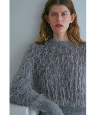 NAVE 【ReNAVE・洗える】メルティーシャギーニット プルオーバー ライトグレー系