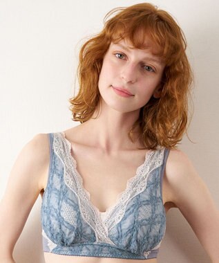 WACOAL 【ナイトアップブラ】 ノンワイヤー ナイトブラ 綿混 就寝時用 3Lまで対応 大きいサイズ レディース BXB168 /ワコール ブルー