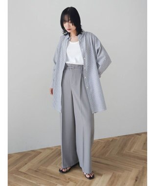 Green Parks きれいシルエットパンツ（ベルト付きとろみワイド） Gray