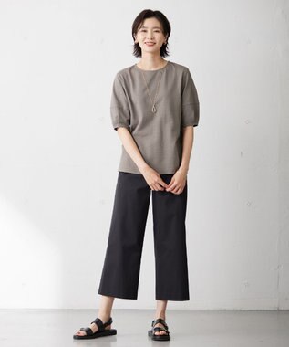 J.PRESS LADIES L 【WEB限定カラーあり・抗菌消臭・吸水速乾】サッカージャージー ボリュームスリーブ カットソー ブラウン系