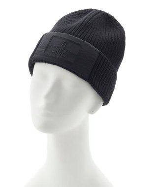 MOONBAT FURLA(フルラ) タフタ刺繍入りニット帽 ブラック