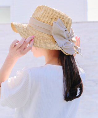 Tiaclasse  ツバ広リボンハット ライトベージュ