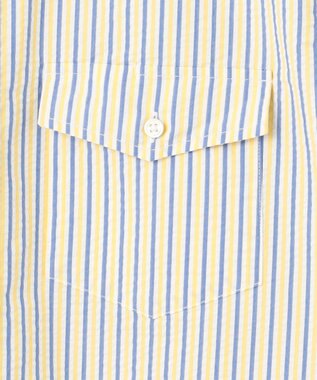 J.PRESS MEN 風が通るシアサッカーの清涼感【吸水速乾 / 高通気性】【クールマックス】サッカーストライプ シャツ / B.D. イエロー系1