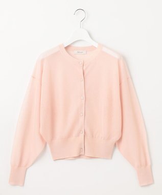 Feroux 【洗える】シアーカラー カーディガン ピンク系