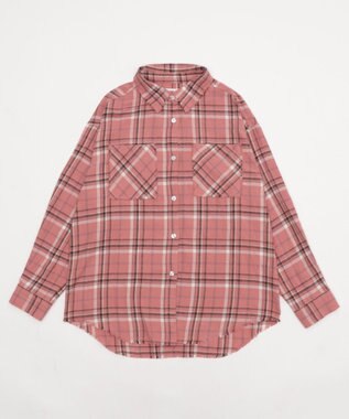 WEGO チェックBIGネルシャツ ピンク
