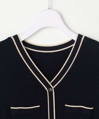 ANY SIS L バイカラーデザインニット ワンピース ネイビー×ライトベージュ