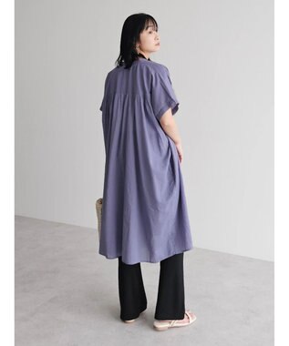 Green Parks インド綿 　ギャザー５分袖チュニック Purple