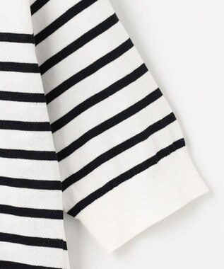 J.PRESS LADIES 【洗える】BASIC HT-COTTON クルーネック ボーダー ニット ブラック系1