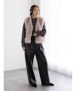 Te chichi ショートファーベスト ベージュ