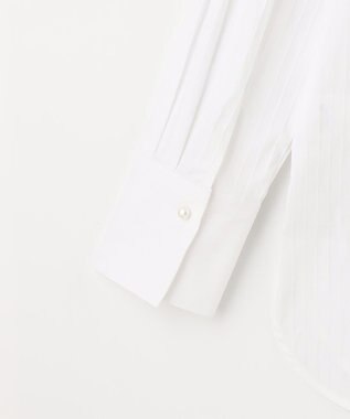 J.PRESS LADIES S 【洗える】ドビーストレッチ バンドカラー ブラウス ホワイト系