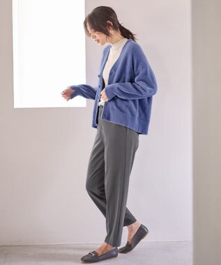 ANY 【洗濯機可】フェザーニットカーディガン ブルー