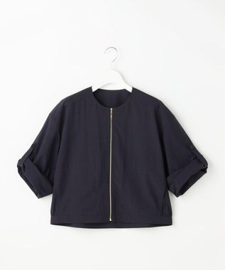 自由区 ファンクショナルブロード ノーカラーブルゾン ネイビー