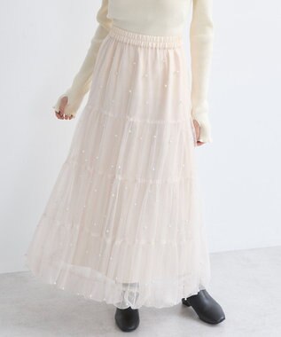 earth music&ecology チュールパールスカート Ivory