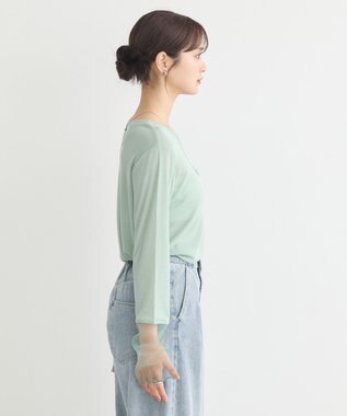 earth music&ecology シアースリーブプルオーバー Light Green