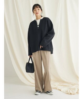 CRAFT STANDARD BOUTIQUE ニットフリースキーネックプルオーバー Black