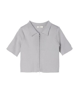 earth music&ecology 衿付きダブルＺＩＰカーディガン Light Gray