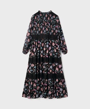 GRACE CONTINENTAL サラサプリントティアードワンピース ブラック