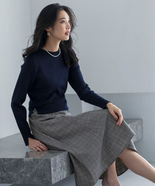 ANY SIS S ドッキングニット ワンピース ネイビー