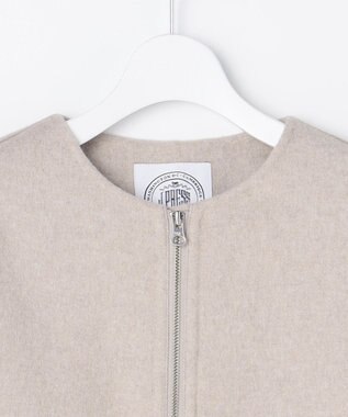 J.PRESS LADIES L ウールナイロンリバー ノーカラー コート ベージュ系