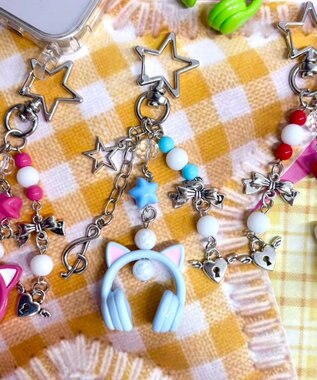 WEGO ネコミミヘッドホンビーズキーホルダー