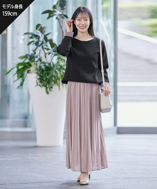 Tiaclasse L 【洗える】ダブルフェイスニットトップス ブラック