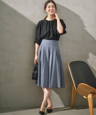組曲 タックフレアカラースカート ブルーグレー系
