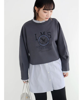 Green Parks クロップド丈ロゴプルオーバー Gray