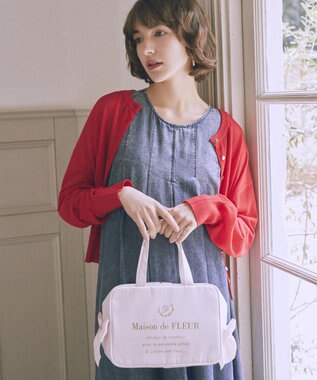 Maison de FLEUR 【保冷機能付き】サテンサイドリボン保冷バッグ Pink