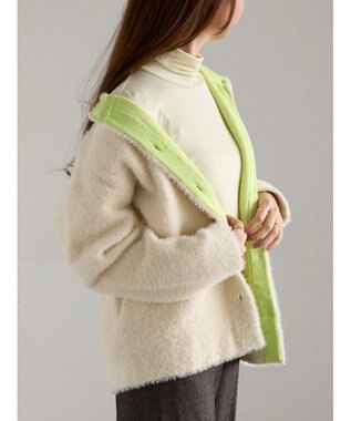 Te chichi ダブルフェイスフェザーカーディガン オフホワイト