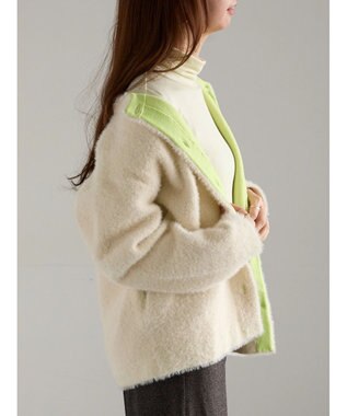 Te chichi ダブルフェイスフェザーカーディガン オフホワイト