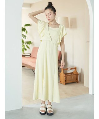 earth music&ecology ＳＥＴ２点　フリルショルダーツーピースワンピース Yellow