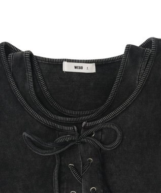 WEGO ヴィンテージライクレースアップT スミクロ