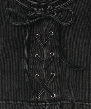 WEGO ヴィンテージライクレースアップT スミクロ