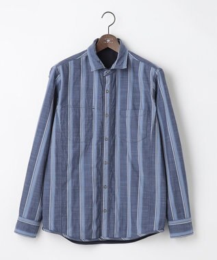 JOSEPH ABBOUD 【人気！1枚で2通りの着こなし】定番 リバーシブルシャツ ネイビー系