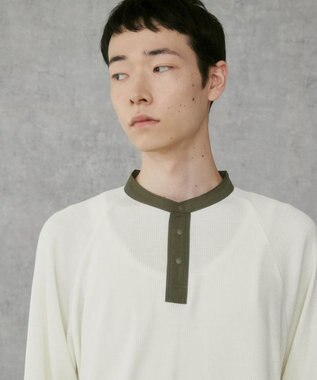 WEGO 【ユニセックス着用ITEM】ラグランヘンリーネックT オフホワイト