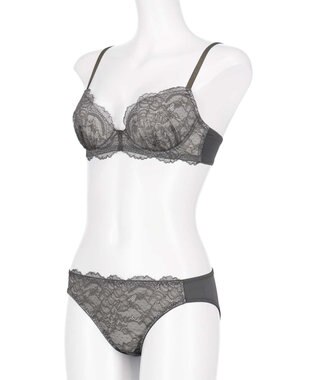 AMPHI ブラジャー ショーツセット まる胸メイク 推し活・推し事応援 Aカップあり 【ブラショーツセット】 上下セット ブラ BBJ201 アンフィ／ワコール ダークカーキ