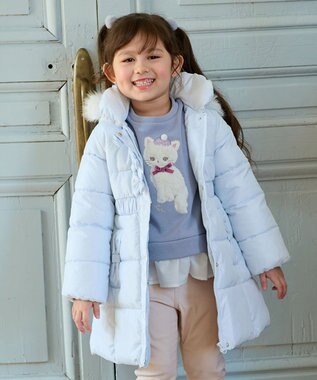 ANY KIDS 【洗濯機OK】中綿Aラインロングコート サックスブルー