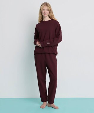 une nana cool 【綿100%】あくびのお嬢さんの裏毛プルオーバー ワイン