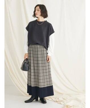 CRAFT STANDARD BOUTIQUE 配色チェックプリーツスカート Check Beige