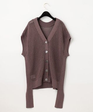 GRACE CONTINENTAL メッシュ2wayニットトップ ブラウン