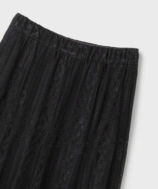 GRACE CONTINENTAL ストライプレースフレアスカート ブラック