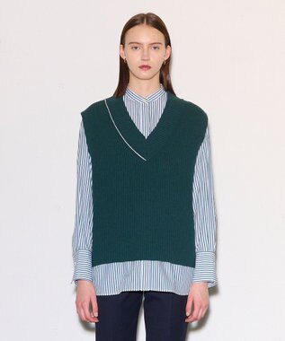 JOSEPH ポプリンシャツ×ニットベスト Dark Teal