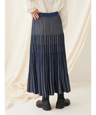 CRAFT STANDARD BOUTIQUE 配色ストライプニットスカート Blue